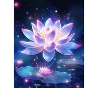 Eiialerm Stamped Cross Stitch Kits for Adults Glowing Lotus 11CT Cross-Stitch Kit Beginners Embroidery Patterns Art Crafts for Wall Decor -40x50cm