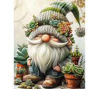 Eiialerm Stamped Cross Stitch Kits for Adults Gnome Dwarf Succulent 11CT Cross-Stitch Kit Beginners Embroidery Patterns Art Crafts for Wall Decor -40x50cm