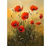 Eiialerm Stamped Cross Stitch Kits for Adults Red Poppy 11CT Cross-Stitch Kit Beginners Embroidery Patterns Art Crafts for Wall Decor -40x50cm