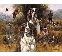 Eiialerm Stamped Cross Stitch Kits for Adults Springer Spaniel Pheasant 11CT Cross-Stitch Kit Beginners Embroidery Patterns Art Crafts for Wall Decor -40x50cm