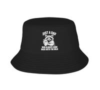 EIILBEIS Unisex Sun hat Custom Just A Dad Who Always Came Back with The Milk Funny Raccoon Bucket Hat Women Men Outdoor Sun Summer Camping Fishing Cap Gift