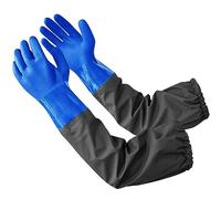Eiito Long Rubber Gloves - 25-inch Waterproof Elbow Length for Pond and Drain Cleaning, Extra Long Sleeve Full Arm for Women (Blue, M)