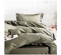 Eikei Solid Color Duvet Cover Luxury Bedding Set 400 Thread Count Egyptian Cotton Long Staple Sateen Weave Breathable Silky Soft Pima Premium Quality Bed Linen (King, Dusty Olive)
