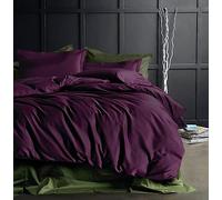 Eikei Solid Color Duvet Cover Luxury Bedding Set 400 Thread Count Egyptian Cotton Long Staple Sateen Weave Breathable Silky Soft Pima Premium Quality Bed Linen (Deep Plum, King)