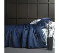 Solid Color Egyptian Cotton Duvet Cover Luxury Bedding Set High Thread Count Long Staple Sateen Weave Silky Soft Breathable Pima Quality Bed Linen (King, Navy Blue)