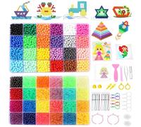 EIKEJI Water Fuse Beads, 7400 Pcs Non-Iron Fuse Beads Kit 48 Colors 5mm Refill Beads Set for Kids, Glow in The Dark and Glitter Beads, Gift for New Years, Birthdays, Christmas