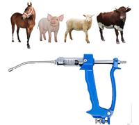 Eikioly Veterinary Continuous Injection Gun, 30ml Adjustable Veterinary Injection Gun, Oral drenching gun, Syringe Suitable for Pigs Sheep Cattle Horses and Poultry (blue, 5ml)