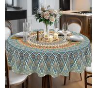 Eikione Bohemia Round Tablecloth,Tablecloth Waterproof and Wrinkle-Free, Boho Table Covers, Summer Decorations for Home 60inch