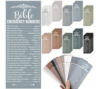 Eikovia 240 Set Christian Bible Verse Emergency Numbers Bookmarks, 2.36" x 6" Christian Bookmarks for Church Events with Inspirational Verses, Bulk Church Gifts for VBS & Sunday School(Morandi)