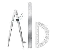 Eikovia Compass Geometry Tool, Drawing Compass, Professional 12 Inch Large Compass with Wing for Woodworking, 6 Inch Protractor, 12 Inch Ruler for Carpenter, Drafting