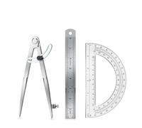 Eikovia Compass Geometry Tool, Drawing Compass, Professional 8 Inch Large Compass with Wing for Woodworking, 6 Inch Protractor, 8 Inch Ruler for Carpenter, Drafting