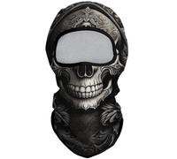 Eikuni Balaclava Face Mask for Men Women Lightweight for Ski Motorbike Motorcycle Halloween Cycling Riding Hunting Fishing (Skull Gray Face with Rose)
