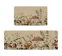 Eikunn Mushroom Kitchen Rugs Set of 2,Witchy Decor Aesthetic Style Kitchen Mats for Floor,Vintage Boho Non-Slip Kitchen Sink Mat Home Kitchen Decor Doormat+Runner Rug