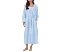 Eileen West Sleepwear & Loungewear for Women - Dobby Stripe Collection - 100% Cotton Longsleeve Full-Length Robe Nightgown, Blue, XS