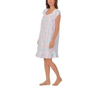 Eileen West Women's Cap Sleeve Cotton Knit Short Gown, White Ground Watercolor Floral, XL