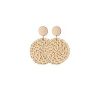 EILEIAC Lightweight Rattan Statement Earrings for Women,Geometric Tassel Woven Boho Earrings Handmade Straw Wicker Braid Hoop Drop Dangle Earrings, Metal, alloy
