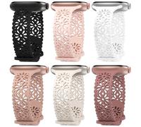 Eilesuny 6 Pack Lace Hollow-out Silicone Bands Compatible with Apple Watch 38mm 40mm 41mm 42mm 44mm 45mm 49mm, Slim Thin Sport Strap Wristbands for iWatch Ultra SE Series 8/7/6/5/4/3/2/1 Women Girls