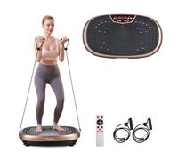 EILISON Fitpro Vibration Plate Exercise Machine - Whole Body Workout Vibration Fitness Platform w/Loop Bands - Lymphatic Drainage Machine for Shaping,Toning, Wellness, Recovery (Brown)