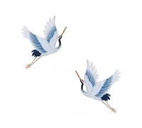 EILJSF 14-22CM 2pcs/set Blue/Bird Iron On Embroidered Applique Patches Chinese Sew On Badges And Patches Sew On Patches For Clothing Ladies Adult