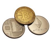 Eillwin 3pc Crypto Souvenir Coin Set - Bitcoin Ethereum Litecoin Keepsake