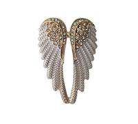 Eillwin Angel Wings Pin Badge for Women, Sparkling Crystal Guardian Wing Brooch, Vintage Feather Lapel Accessory, Elegant White Enamel Style