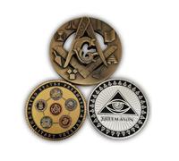 Eillwin Freemason 3-Piece Commemorative Coin Set - Brotherhood Keepsake