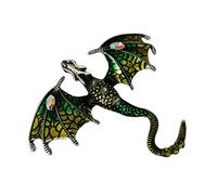 Eillwin Green Dragon Brooch Pin - Sparkling Forest Fantasy Accessory - Noble Mythical Dragon Lapel Pin for Cloaks, Bags and Jackets