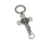 Eillwin Jesus Crucifix Keyring, Saint Benedict Holy Cross Keychain for Men Women, Religious Catholic Charm for Luck and Protection