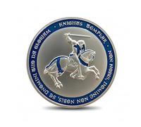 Eillwin Knights Templar Challenge Coin - Blue Enamel Commemorative Medieval Honor, History, Faith Shield Coin