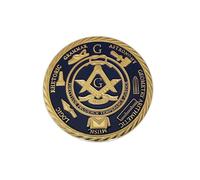Eillwin Masonic Challenge Coin, Seven Arts & Sciences Symbols, Master Mason Blue Lodge Medallion