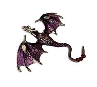 Eillwin Purple Dragon Brooch Pin - Fantasy Mythical Animal Lapel Badge