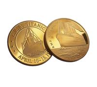 Eillwin Titanic Commemorative 2 Coin Set - RMS Titanic Anniversary Collectable Coins, White Star Line & Voyage Map Designs, Historic Maritime Memorabilia