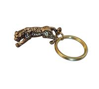 Eillwin Vintage Tiger Brass Keyring - 3D Detailed Wild Cat Keychain for Men & Women, Antique Style Luck Charm Mascot for Car Keys, Backpacks
