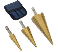 Eilumduo 3 Pcs Durable Step Drill Bit Set, 4-12mm/4-20mm/4-32mm Titanium Step Drill Bit Set, Quick Change Hex Shank for Plastic, Wood, Metal/DIY Lovers
