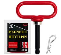EilxMag Magnetic Hitch Pin, Lawn Mower Trailer Hitch Pins - Strong Heavy Duty Neodymium Magnet Trailer Gate Pin for Mowers, Lawn Tractors, Towing Cargo, ATV - Simple One Handed Hook On & Off（Red）