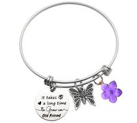 Eilygen Friendship Gifts for Women It Takes A Long Time To Grow An Old Friend Bracelet Bangle Friendship Jewelry for Best Friends, S, Stainless Steel, n