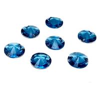 EIMASS Pack of 50, Round Rivoli Shape, Resin Crystals, Sew or Glue on Flat Back Rhinestones to Embellish Costumes, Clothes, Learning Projects (8mm, Light Sapphire)