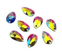 EIMASS Teardrop Shape Sew or Glue on Resin Crystals, Flat Back Gems for Costume, Pack of 50 Crystals (17 x 28mm, Siam AB)
