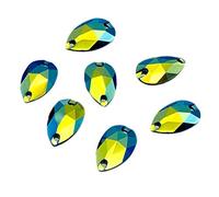 EIMASS Teardrop Shape Sew or Glue on Resin Crystals, Flat Back Gems for Costume, Pack of 50 Crystals (17 x 28mm, Black AB)