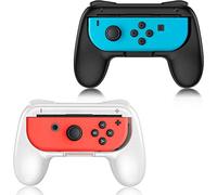 EIMGO Controller Grip for Nintendo Switch Joy-Con, Wear-Resistant Handheld Joystick Remote Handle Compatible with Switch, 2 Pack (White+Black)