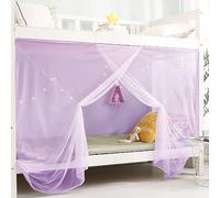 Eimilaly 8 Corner Bed Canopy Curtains for Girls Boys Bed Decor, Bed Canopy for Dormitory, Loft Bed, 1-1.8M Bed or Outdoor Camping, Suit for 1.2M Bed/Single Door Purple