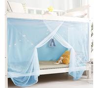 Eimilaly 8 Corner Bed Canopy Curtains for Girls Boys Bed Decor, Bed Canopy for Dormitory, Loft Bed, 1-1.8M Bed or Outdoor Camping, Suit for 1.2M Bed/Single Door Blue