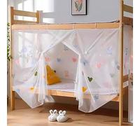 Eimilaly 8 Corner Bed Canopy Curtains for Girls with Colorful Hearts Embroidery, Extra-encrypted Bed Canopy for Dormitory, Loft Bed, 1M Bed or Outdoor Camping
