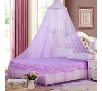 Eimilaly Bed Canopy Mosquito Net, Bed Canopy for Girls Room Decor - Insect Protection Hanging Canopy for Adults, Babies, Outdoor Camping, Purple/No Opening