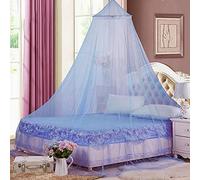 Eimilaly Bed Canopy Mosquito Net, Bed Canopy for Girls Room Decor - Insect Protection Hanging Canopy for Adults, Babies, Outdoor Camping, Light Blue/No Opening