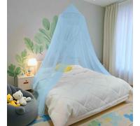 Eimilaly Bed Canopy Mosquito Net, Bed Canopy for Girls Room Decor - Insect Protection Hanging Canopy for Adults, Babies, Outdoor Camping, Blue/Single Door