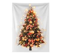 Eimilaly Christmas Tree Tapestry with Lights, Flannel Tapestry Wall Hanging Tapestries Bow Christmas Tree for Xmas Decor, Birthday and Room Decor etc, 60x40in/Warm White/NEW
