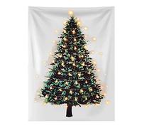 Eimilaly Christmas Tree Tapestry with Lights, Flannel Tapestry Wall Hanging Tapestries Gifts for Xmas Decor, Birthday and Room Decor etc, 60x40in/Warm White