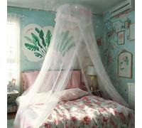 Eimilaly Lace Bed Canopy Mosquito Netting, Princess Bed Canopy for Girls Room Decor, White/Single Door