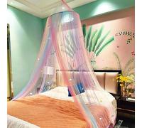 Eimilaly Princess Rainbow Bed Canopy with Unicorn Castle Glow in the Dark, Bed Canopy for Girls Room Decor or Fairy Theme Party